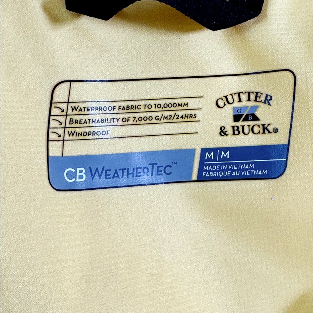 Cutter & Buck: Pebble Beach Yellow and Black Zip-up Windbreaker (NWT) - Picture 7 of 8